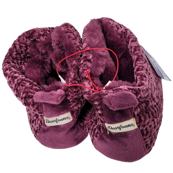 Dearfoams Marled Chenille Knit Bootie Slippers Leah Aubergine X-Large  (11-12 ) - Picture 4 of 10